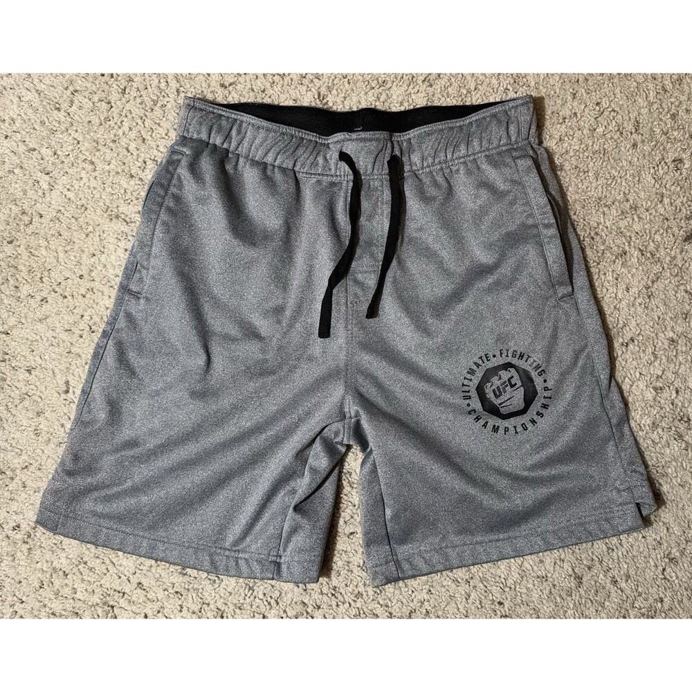 UFC Logo Men's Large Gray Athletic Sweat Shorts MMA Sportswear Casual Zappos